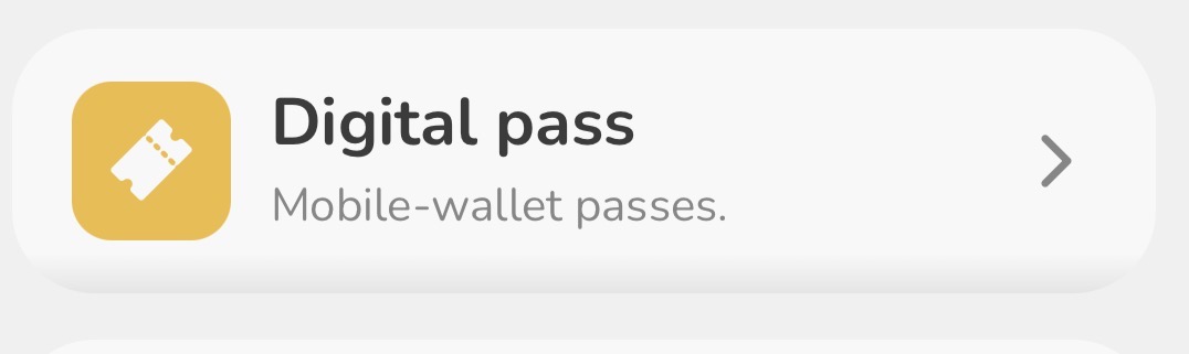 Opción 'Digital pass' en el dashboard de Puny para crear la tarjeta de sellos de un café